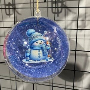 Blue Snowman Holiday Ornament